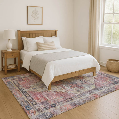 8' X 10' Rust Gray And Gold Oriental Washable Area Rug With UV Protection