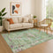 9' X 12' Artichoke Green Lavender And Teal Oriental Washable Area Rug With UV Protection