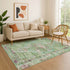 9' X 12' Artichoke Green Lavender And Teal Oriental Washable Area Rug With UV Protection