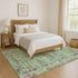 9' X 12' Artichoke Green Lavender And Teal Oriental Washable Area Rug With UV Protection