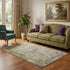 5' X 8' Lime Green Purple And Beige Oriental Washable Area Rug With UV Protection