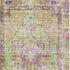 5' X 8' Lime Green Purple And Beige Oriental Washable Area Rug With UV Protection