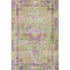 5' X 8' Lime Green Purple And Beige Oriental Washable Area Rug With UV Protection