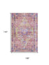 9' X 12' Pink Purple And Blue Oriental Washable Area Rug With UV Protection