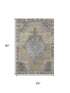 5' X 8' Beige Gray And Charcoal Oriental Washable Area Rug With UV Protection