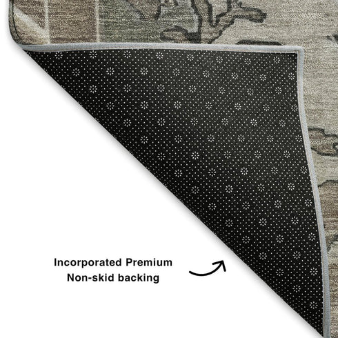 5' X 8' Beige Gray And Charcoal Oriental Washable Area Rug With UV Protection