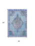 5' X 8' Blue And Gray Oriental Washable Area Rug With UV Protection