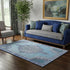 5' X 8' Blue And Gray Oriental Washable Area Rug With UV Protection