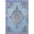 5' X 8' Blue And Gray Oriental Washable Area Rug With UV Protection