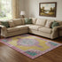 8' X 10' Gold Pink And Teal Oriental Washable Area Rug With UV Protection