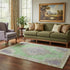 5' X 8' Lime Green Lavender And Brown Oriental Washable Area Rug With UV Protection
