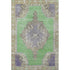 5' X 8' Lime Green Lavender And Brown Oriental Washable Area Rug With UV Protection