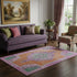 5' X 8' Orange Pink And Green Oriental Washable Area Rug With UV Protection