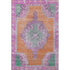 5' X 8' Orange Pink And Green Oriental Washable Area Rug With UV Protection