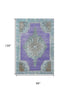 8' X 10' Purple Teal And Taupe Oriental Washable Area Rug With UV Protection
