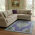 8' X 10' Purple Teal And Taupe Oriental Washable Area Rug With UV Protection