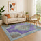 8' X 10' Purple Teal And Taupe Oriental Washable Area Rug With UV Protection