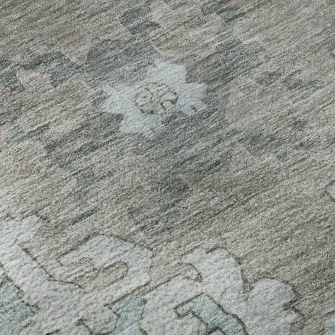 8' X 10' Purple Teal And Taupe Oriental Washable Area Rug With UV Protection