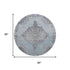 8' Sky Blue And Gray Oriental Washable Round Rug With UV Protection