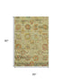5' X 8' Gold Wheat And Green Oriental Washable Area Rug With UV Protection