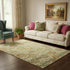 5' X 8' Gold Wheat And Green Oriental Washable Area Rug With UV Protection
