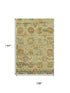 9' X 12' Gold Wheat And Green Oriental Washable Area Rug With UV Protection