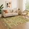 9' X 12' Gold Wheat And Green Oriental Washable Area Rug With UV Protection