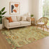 9' X 12' Gold Wheat And Green Oriental Washable Area Rug With UV Protection