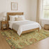 9' X 12' Gold Wheat And Green Oriental Washable Area Rug With UV Protection