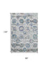 8' X 10' Ivory Blue And Gray Oriental Washable Area Rug With UV Protection