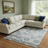 8' X 10' Ivory Blue And Gray Oriental Washable Area Rug With UV Protection