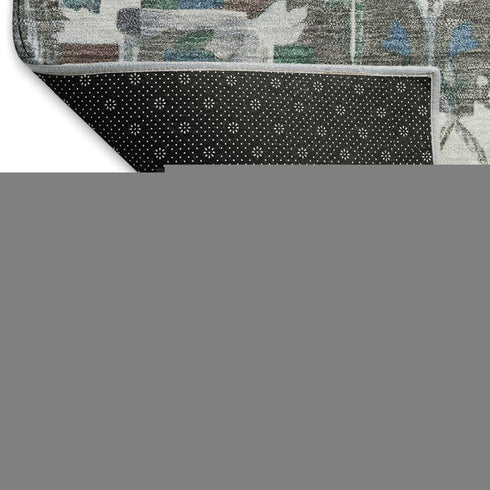 8' X 10' Ivory Blue And Gray Oriental Washable Area Rug With UV Protection