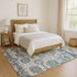 8' X 10' Ivory Blue And Gray Oriental Washable Area Rug With UV Protection