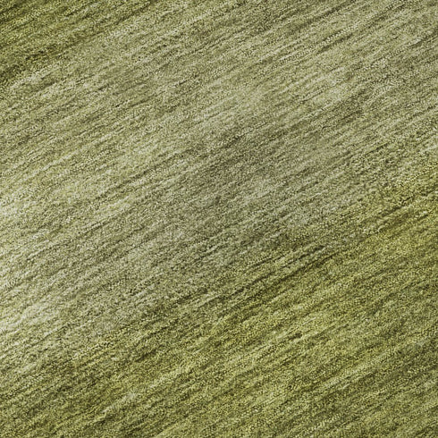 8' Artichoke Green And Fern Green Striped Washable Round Rug With UV Protection
