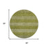 8' Artichoke Green And Fern Green Striped Washable Round Rug With UV Protection