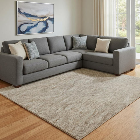 8' X 10' Beige And Brown Striped Washable Area Rug With UV Protection