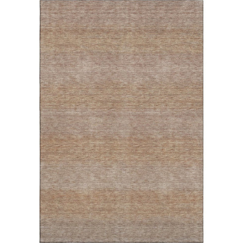 9' X 12' Beige And Brown Striped Washable Area Rug With UV Protection
