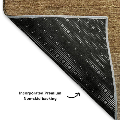 5' X 8' Brown And Khaki Striped Washable Area Rug With UV Protection