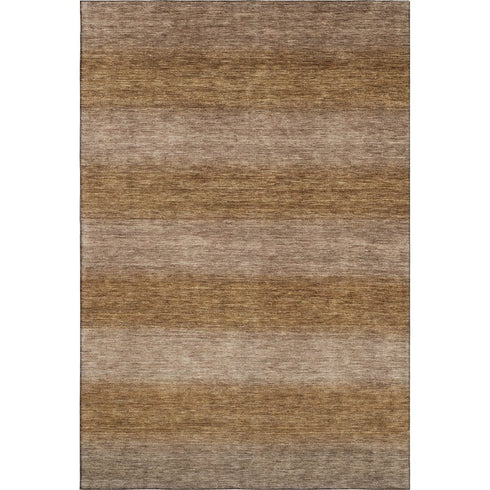 8' X 10' Brown And Khaki Striped Washable Area Rug With UV Protection