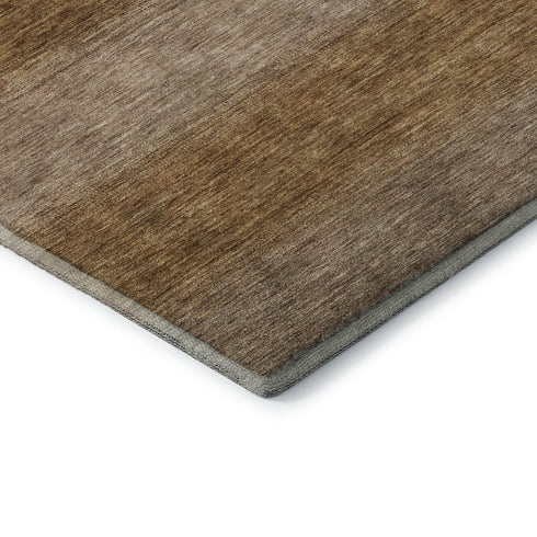 8' X 10' Brown And Khaki Striped Washable Area Rug With UV Protection