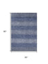 5' X 8' Blue And Sky Blue Striped Washable Area Rug With UV Protection