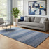5' X 8' Blue And Sky Blue Striped Washable Area Rug With UV Protection
