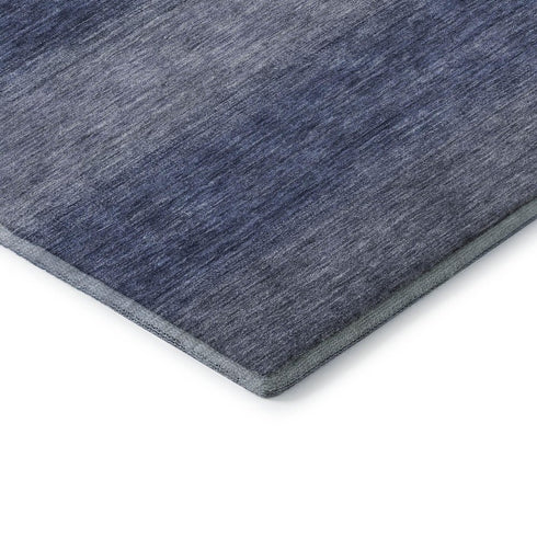 5' X 8' Blue And Sky Blue Striped Washable Area Rug With UV Protection