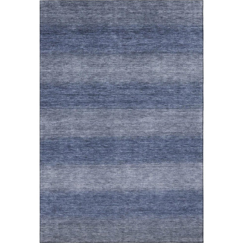 5' X 8' Blue And Sky Blue Striped Washable Area Rug With UV Protection