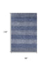 8' X 10' Blue And Sky Blue Striped Washable Area Rug With UV Protection