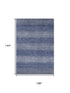9' X 12' Blue And Sky Blue Striped Washable Area Rug With UV Protection