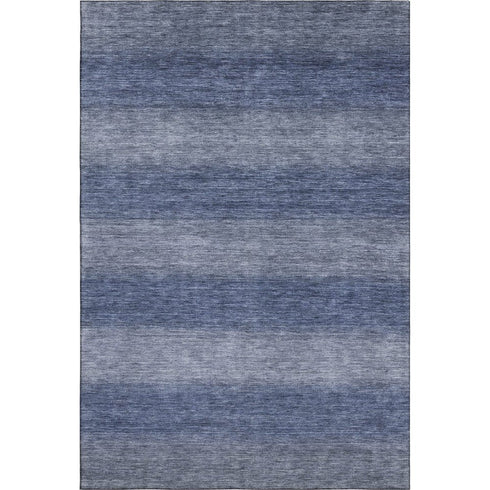 9' X 12' Blue And Sky Blue Striped Washable Area Rug With UV Protection