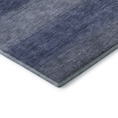 9' X 12' Blue And Sky Blue Striped Washable Area Rug With UV Protection
