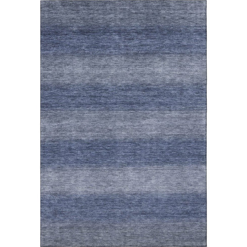 9' X 12' Blue And Sky Blue Striped Washable Area Rug With UV Protection