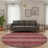 8' Rust And Coral Striped Washable Round Rug With UV Protection